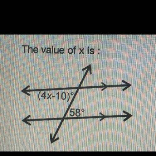 What is the value of x?

These are the options! 
1- x= 15
2- x= 12
3- x= 24
4- x= 17