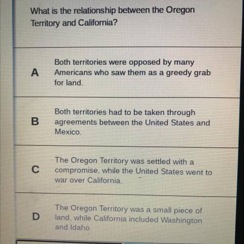 What is the relationship between the Oregon
Territory and California?
PLZ PLZ HELPPPP