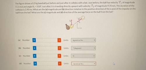 The figure shows a 0.3 kg baseball just before and just after it collides with a bat. Just before ,