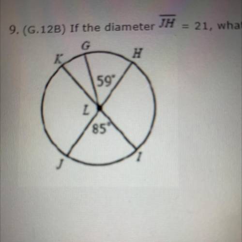 ASAP ! If the diameter JH = 21, what is the length of FG? ( Leave answer in terms of *)

 H
72.28%