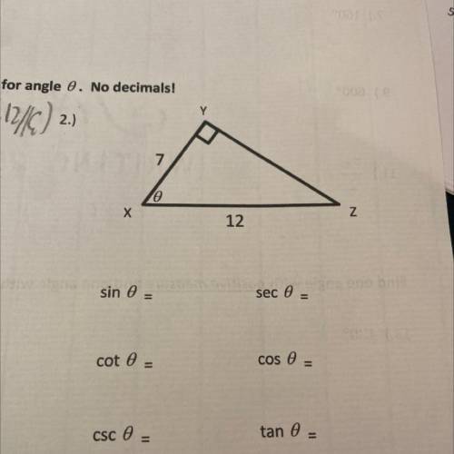 What are the six trigonometric and the Missing side