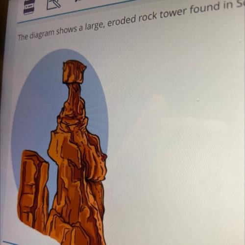 The diagram shows a large, eroded rock tower found in Southern Utah.

Which most likely caused the
