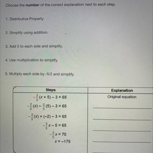 Choose the number of the correct explanation next to each step.