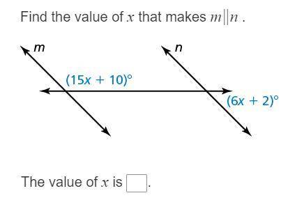 Find the value of x that makes m parallel to n.