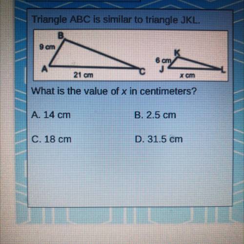 What is the value of x in centimeters?