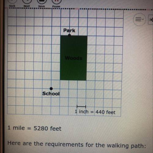 The map uses a scale of 1 in =440 ft. On the map, how many inches represent 1 mile?
￼