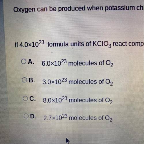 PLEASE HELP !!

Oxygen can be produced when potassium chlorate (KCIO3) decomposes. The reaction is