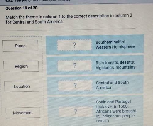 Place ? Southern half of Western Hemisphere Region 2 Rain forests, deserts, highlands, mountains Lo