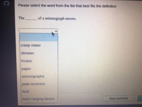 Please select the word from the list that best fits the definition
