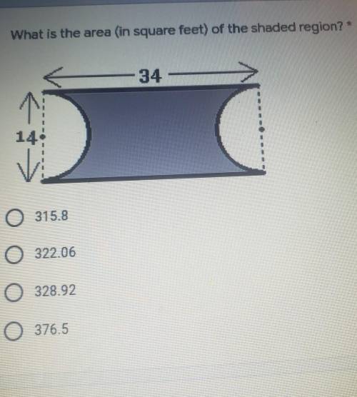 What is the area (in square feet) of the shaded region? *​