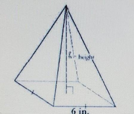 Look at the square pyramid shown below. Which of the equation best represents volume of this pyrami