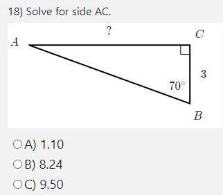 Solve for side AC. : Geometry Trigonometry with Right Angles