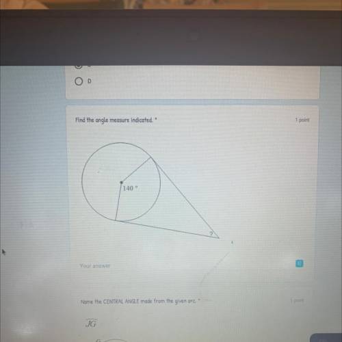 PLEASE HELP 30 POINTS 
Find the angle measure indicated.
140 °
?