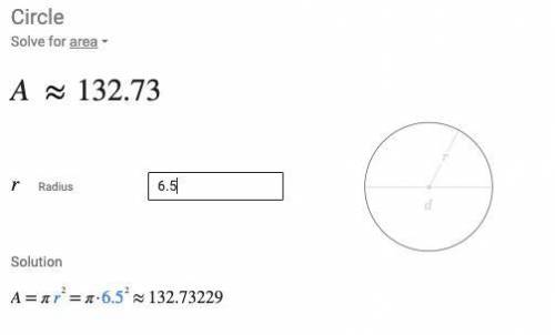 The diameter of a circle is 13 m. Find its area to the nearest tenth.