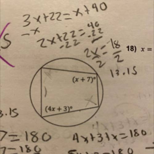 Find the value of X?
Have been doing this problem and don’t know what the correct answer is.