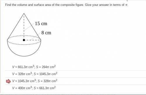 PLEASE HELP

Find the volume and surface area of the composite figure. Give your answer in te
