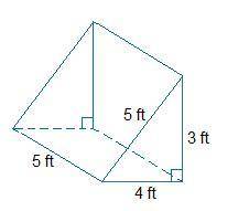 What is the surface area of the triangular prism?

A.60 square feet
B.72 square feet 
C.82 square