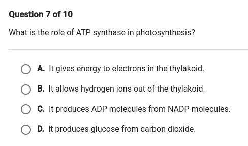 What is the role of ATP synthase in photosynthesis?