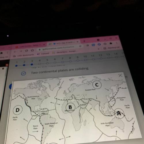 A map of worldwide plate boundaries and movement is shown

below
At which point on the map would y