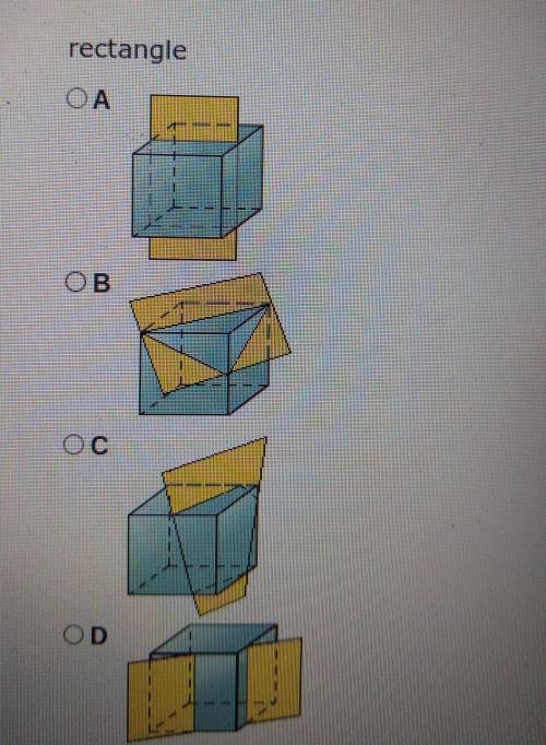 Draw a plane intersecting a cube to get the cross section indicated. rectangle

OA OB OC OD​
