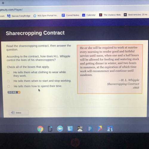 Read the sharecropping contract, then answer the

question
According to the contract, how does H.L