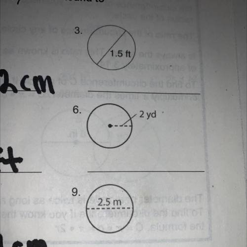 THE TOPIC IS FIND THE CIRCUMFERENCE OF EACH CIRCLE!! 6 AND 9.. Help pls this is my first question o