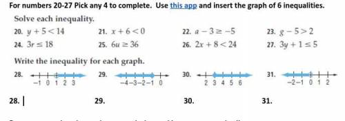 Answer question 28 through 31 and then find the number line that goes with it.