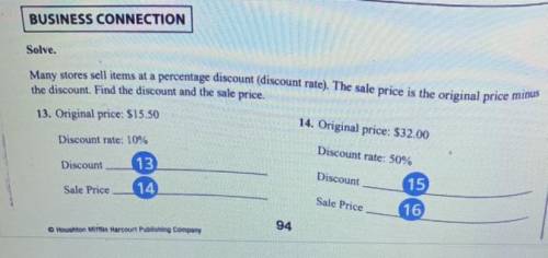 Many stores sell items at a percentage discount (discount rate). The sale price is the original pri