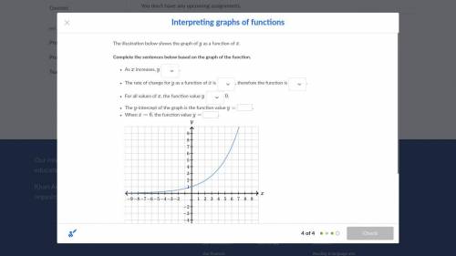 Complete the sentences below based on the graph of the function.

The illustration below shows the