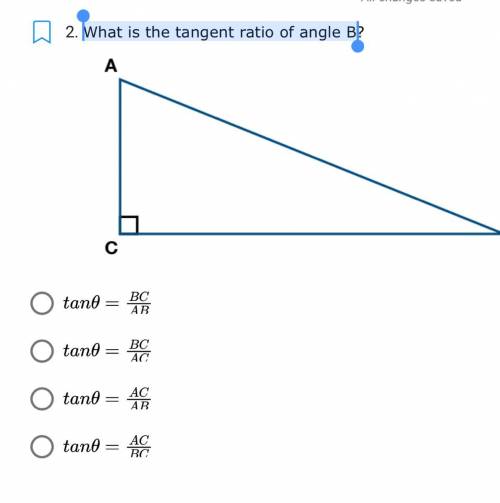 What is the tangent ratio of angle B