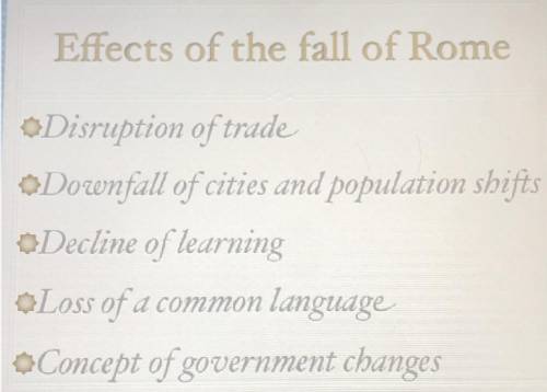 Which of the effects of the fall of Rome do you think was most severe? Why?