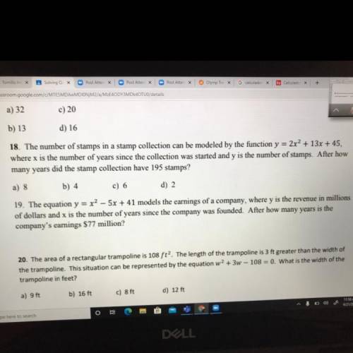I need help answering 18 19 and 20 plz help