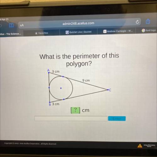 What is the perimeter of this
polygon?
3 cm
9 cm
3cm