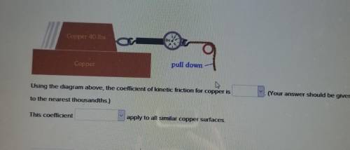 (Your answer should be given Using the diagram above, the coefficient of kinetic friction for coppe