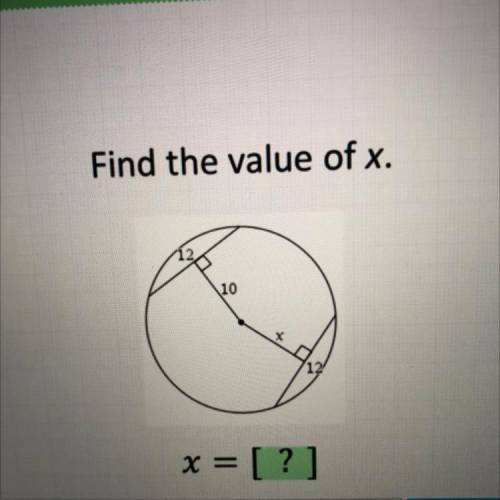 Find the value of x.
10 12 12
x = [?]
PLEASE HELP ASAP WILL GIVE BRAINLIEST IF RIGHT