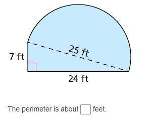 The figure is made up of a semicircle and a triangle. Find the perimeter. Round your answer to the