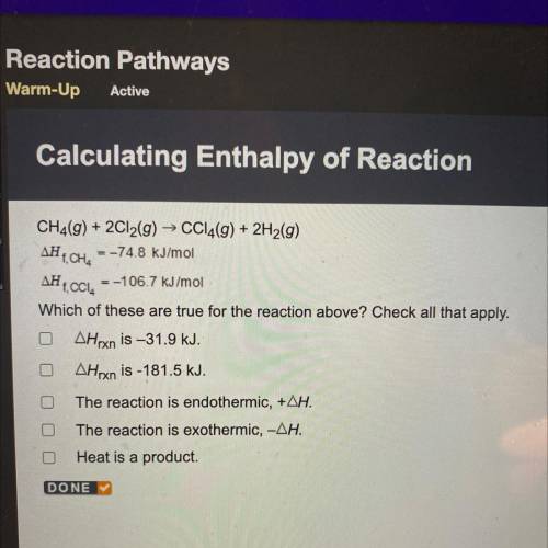 Which of these are true for the reaction above? Check all that apply