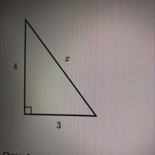 Find the value of x in the triangle shown below 4 3