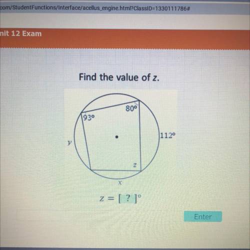 Find the value of z.
80
93
112