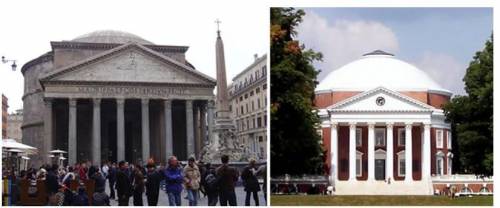 The picture on the left shows a Roman building built nearly 2,000 years ago. The picture on the rig