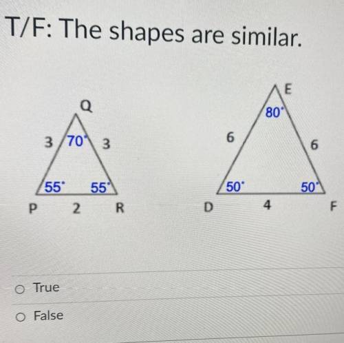 T/F: The Shapes are Similar