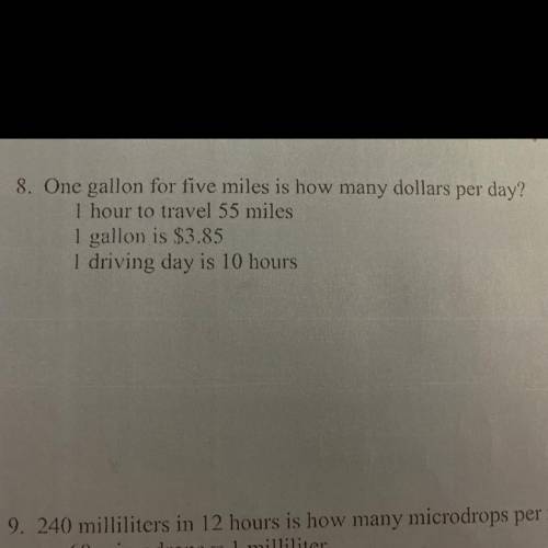 One gallon for five miles is how many dollars per day?

1 hour to travel 55 miles
1 gallon is $3.8