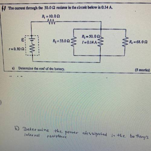 Physics question!

In case you can’t read b it says Determine the power dissipated in the battery’