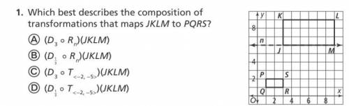 Which best describes the composition of transformations that maps jklm to pqrs?