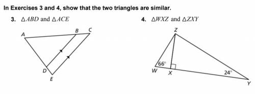 In Exercises 3 and 4, show that the two triangles are similar.