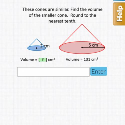Find the volume of the smaller cone. round to the nearest tenth geometry hw. help