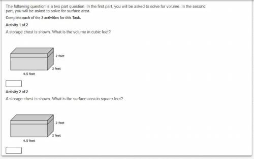 Task: Volume & Surface Area

Instructions
The following question is a two part question. In th