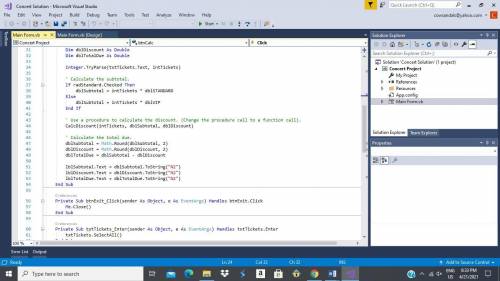 Microsoft Visual Basic Studio Programming

1. Change the CalcDiscount procedure to a function.
2.