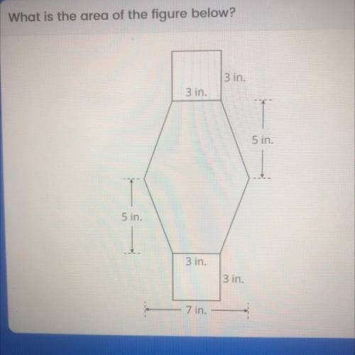 What is the area of the figure below?

3 in.
3 in.
5 in.
5 in.
3 in.
3 in.
7 in.