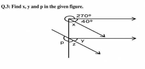 Find x, y and p in the given figure​